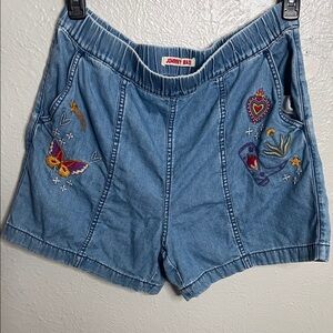 Johnny Was Denim size Large Embroidered Women's Shorts - Blue
